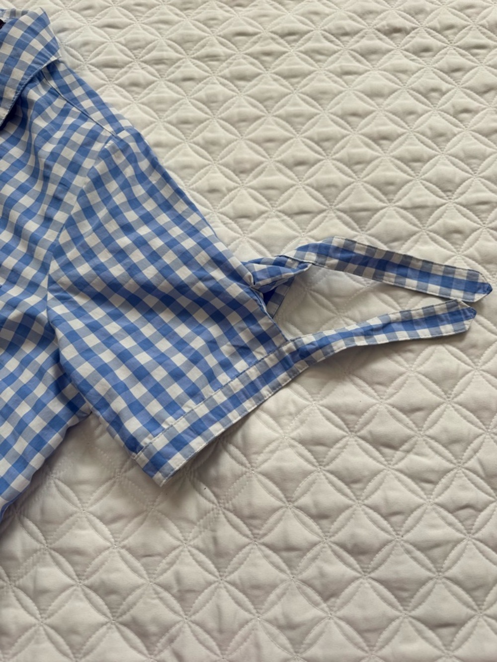Roaman's Blue White Gingham Check Button-Down Tie Short Sleeve Shirt Size 18W - Picture 15 of 15